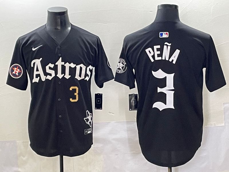 Men 2025 Houston Astros 3 Pena Black Five generations Joint Name Nike MLB Jersey style 15
